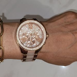 SOLD -Michael Kors MK6096 Rose Gold Tone Stainless Steel 42mm Womens Watch